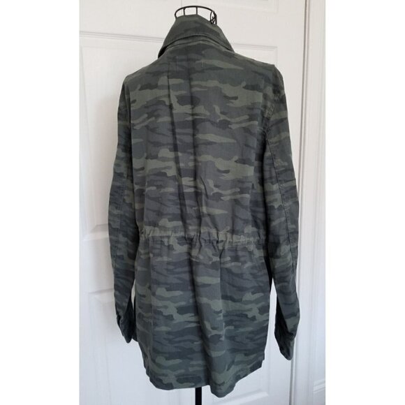 Caslon Olive British Camo Utility Jacket w/ Silver Embroidery Womens Size (L) - Picture 6 of 13